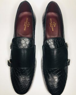 Andrea Nobile embossed double monk strap