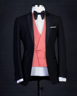 Black basic suit with pink vest