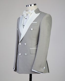 Striped White Grey Suit