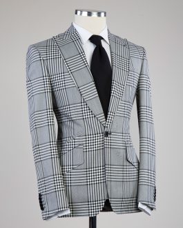 Striped White Grey Basic Suit