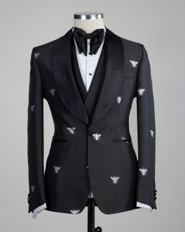 Tuxedo Nigth blue and Grey bee disign