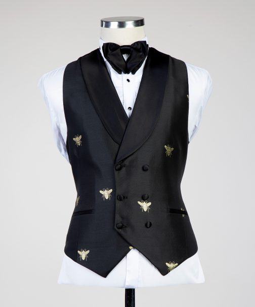 Tuxedo black vest with bee