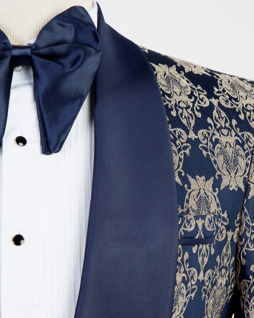 Tuxedo blue night suit with patterns3
