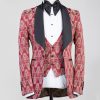 Tuxedo burgundy red patterned suit