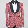Tuxedo burgundy red patterned suit1