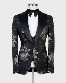 Tuxedo night blue suit with gold patterns