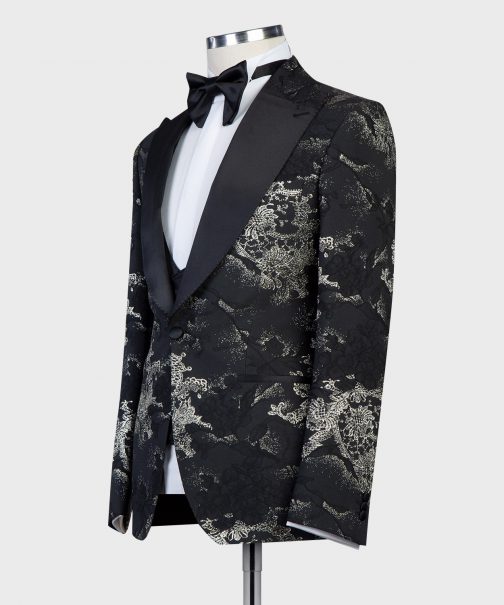 Tuxedo night blue suit with gold patterns2
